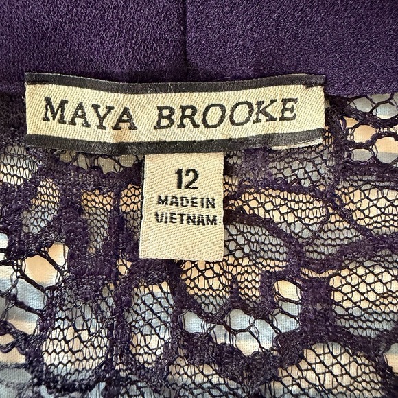 Maya Brook Lace Plum 3/4 Sleeve Cover Up Size 12 - Picture 6 of 8